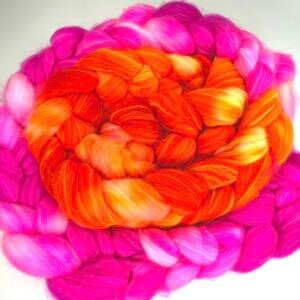 Spin Your Own Socks – Safety Orange and Party Girl