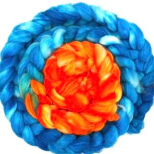 Spin Your Own Socks – Safety Orange and Caribbean